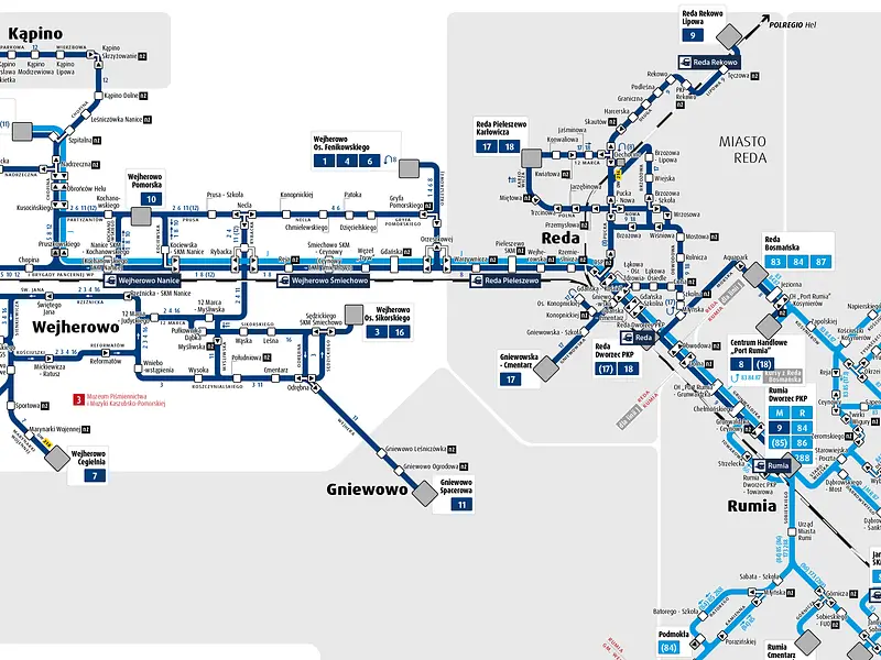 Schemat komunikacji miejskiej w Metropolii Trójmiejskiej